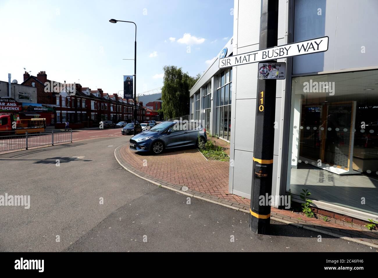 Una visione generale sir matt busby way cartello stradale immagini e