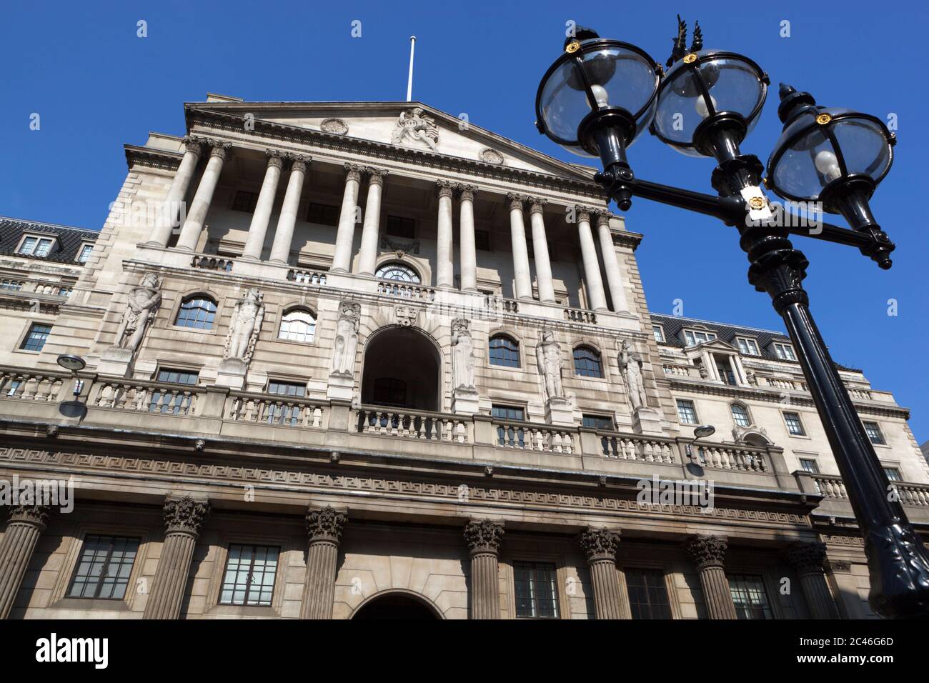 Bank of England su Threadneedle Street nella città di Londra, Londra, Inghilterra, Regno Unito, Europa Foto Stock