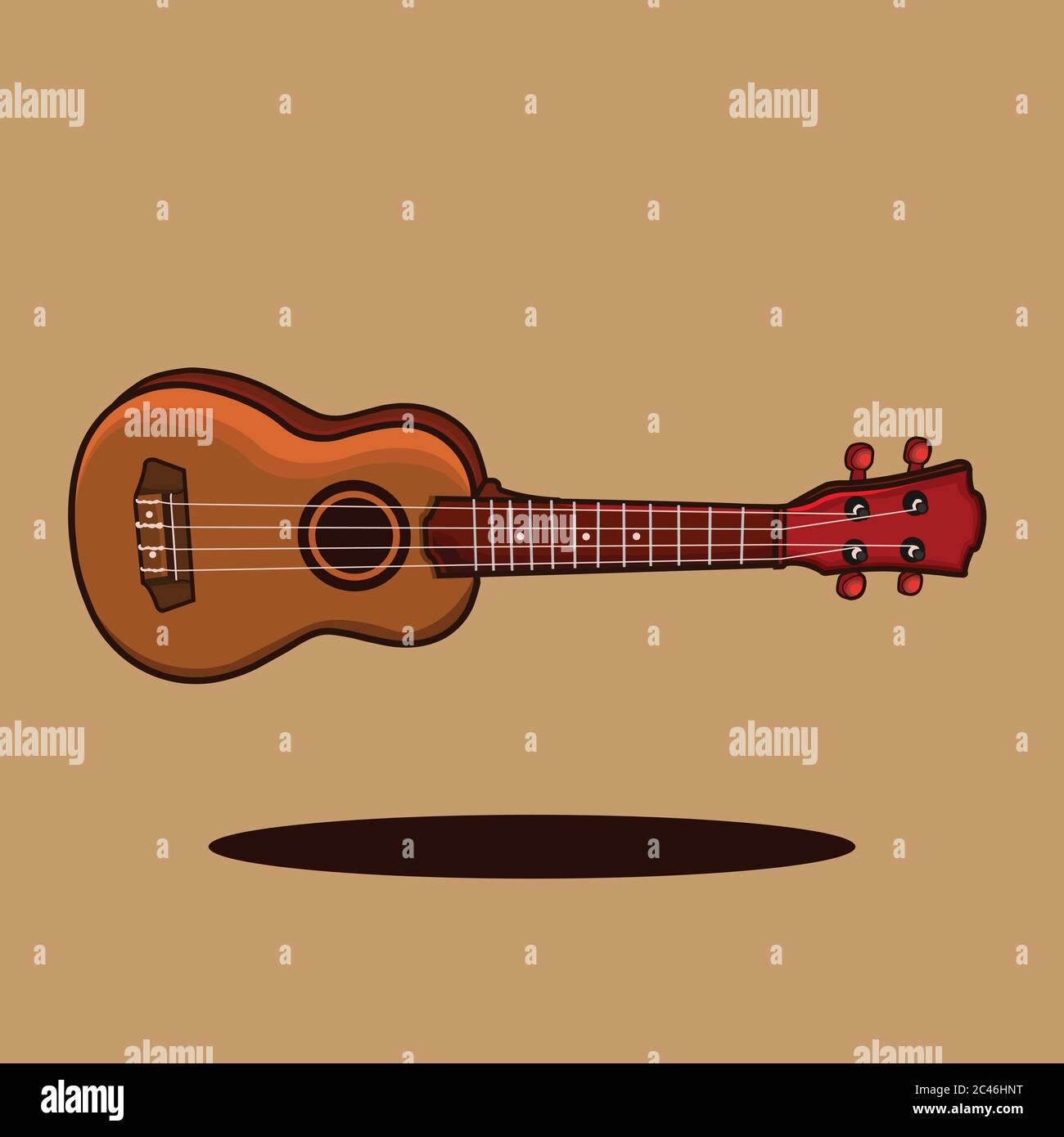 Illustrazione del vettore Ukulele. Concetto di strumento musicale. Stile Cartoon piatto Illustrazione Vettoriale