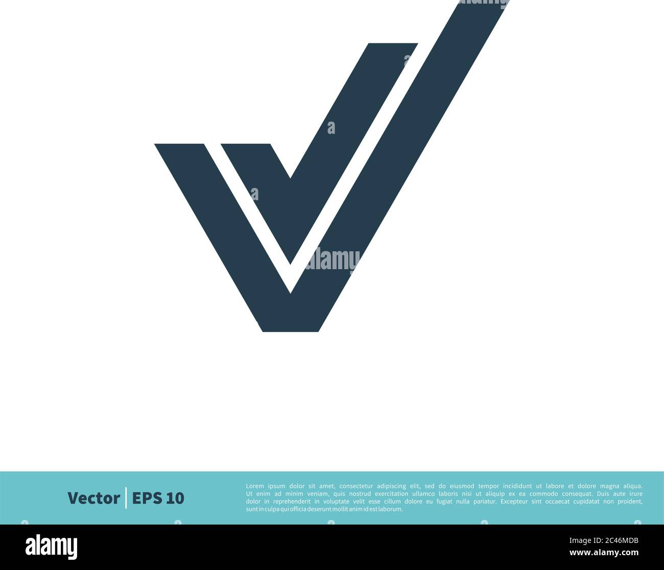 Lettera V icona segno di spunta modello logo vettore disegno di illustrazione. EPS vettoriale 10. Illustrazione Vettoriale