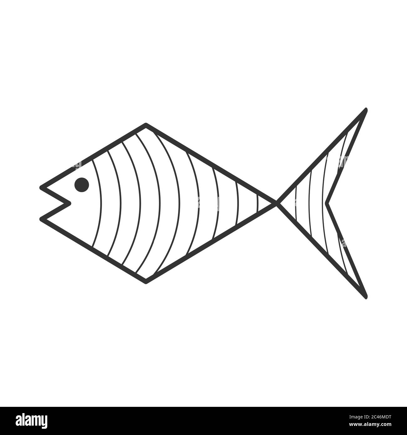 Illustrazione vettoriale astratta dei pesci per il disegno di logo e tema, scrapbooking e libro da colorare, isolato su sfondo bianco Illustrazione Vettoriale