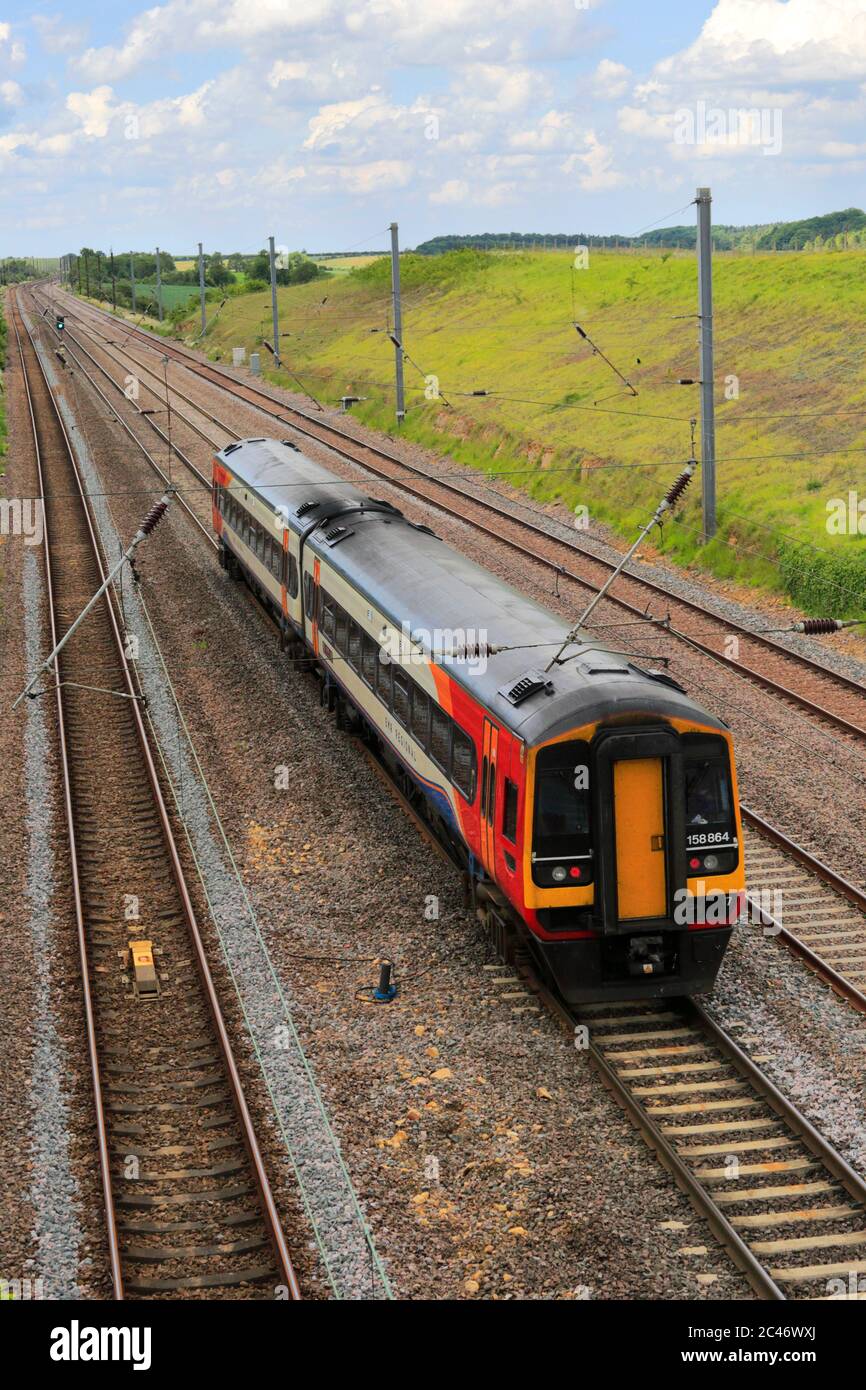158864 EMR Regional, East Midlands Train, Newark on Trent, Nottinghamshire, Inghilterra; UK Foto Stock