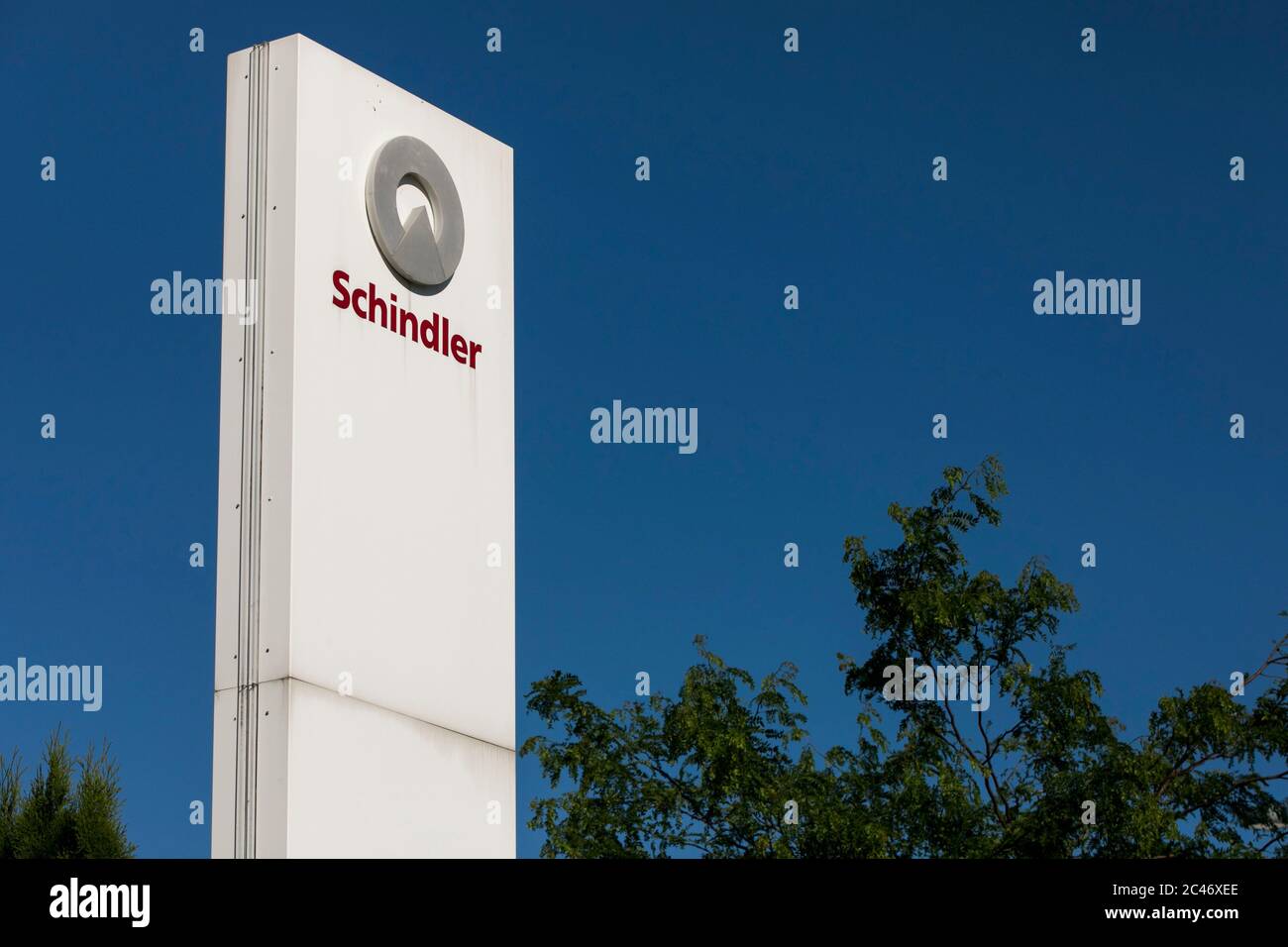 Un logo all'esterno di una struttura occupata da Schindler Elevator Corporation ad Hannover, Pennsylvania, il 12 giugno 2020. Foto Stock