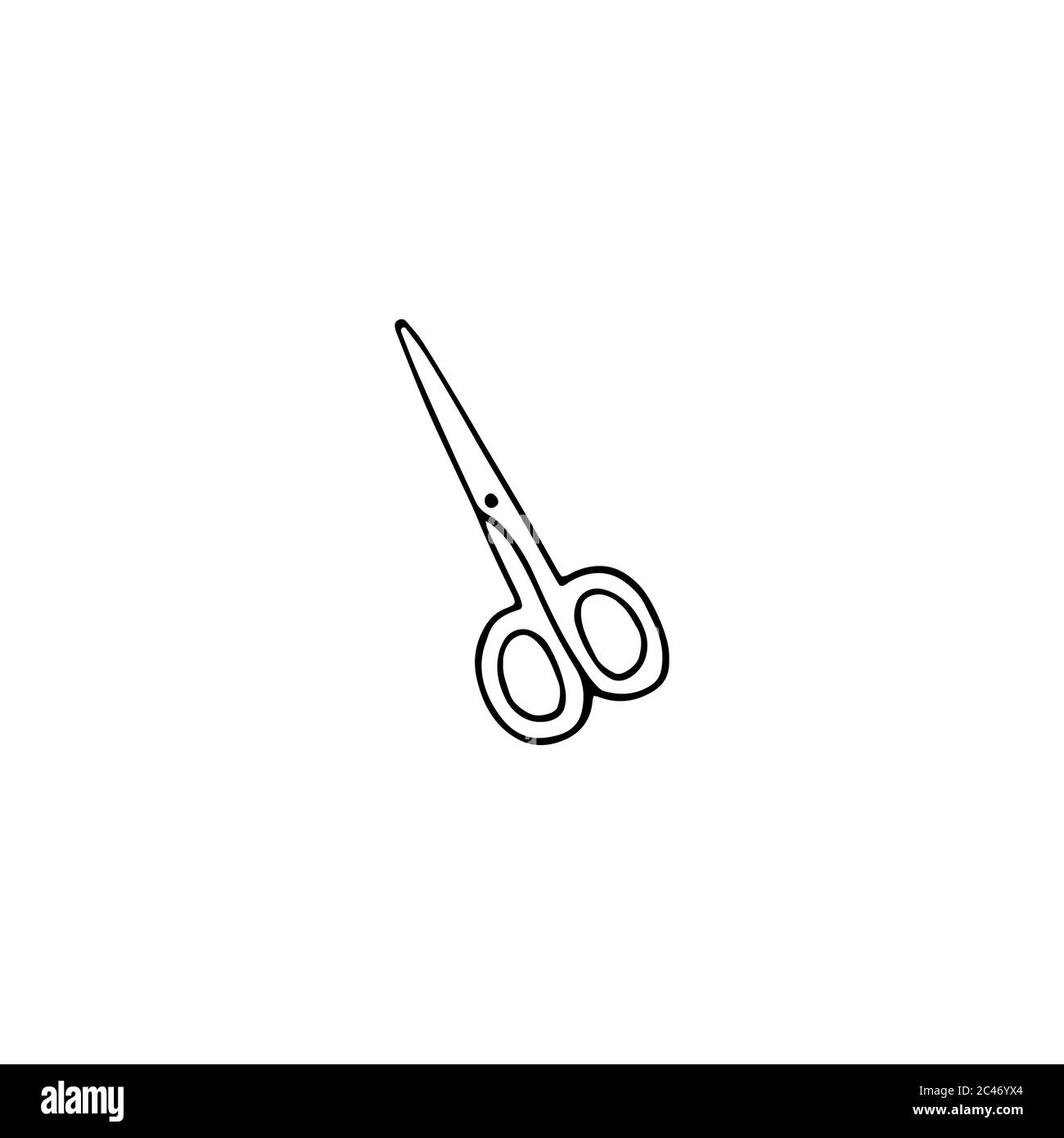 Icona forbici. Illustrazione vettoriale del doodle disegnato a mano. Illustrazione Vettoriale