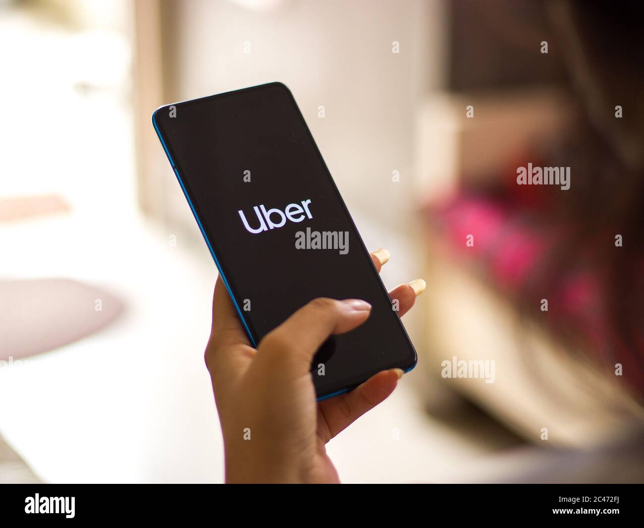 Assam, india - 23 Maggio 2020 : Uber app. Un'app di prenotazione dei taxi in tutto il mondo. Foto Stock