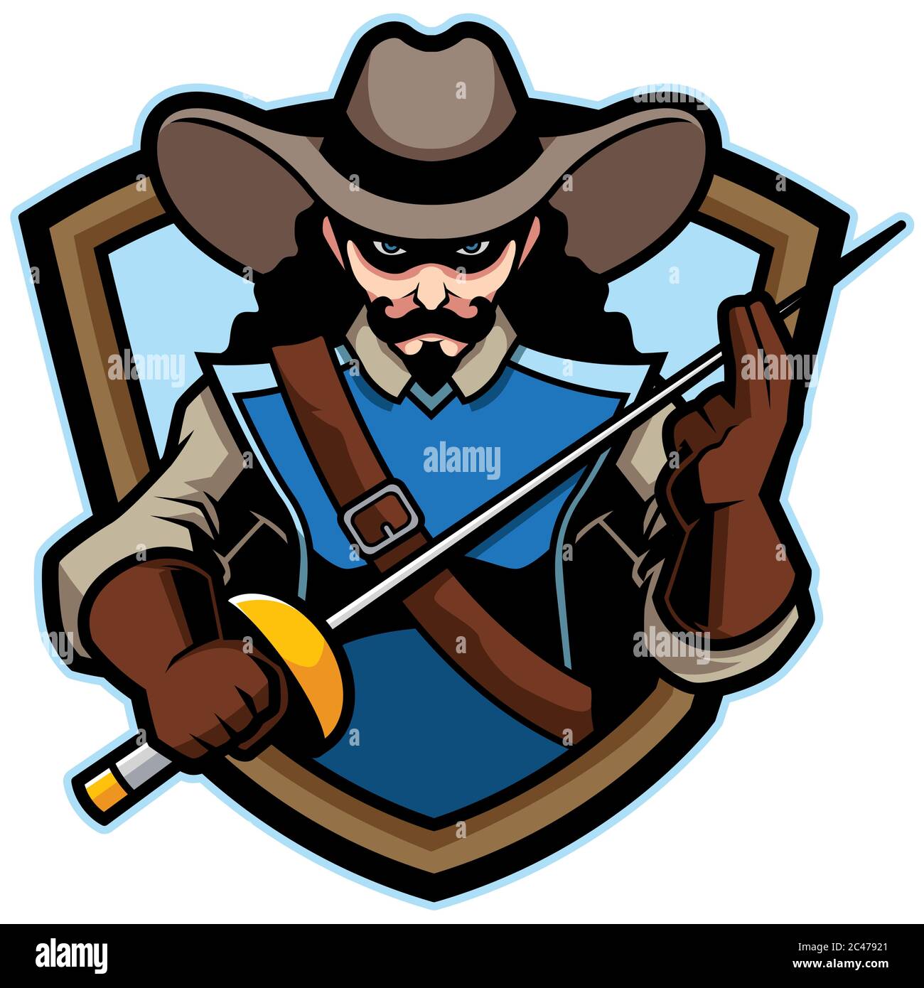 Logo Mascot Musketeer Illustrazione Vettoriale