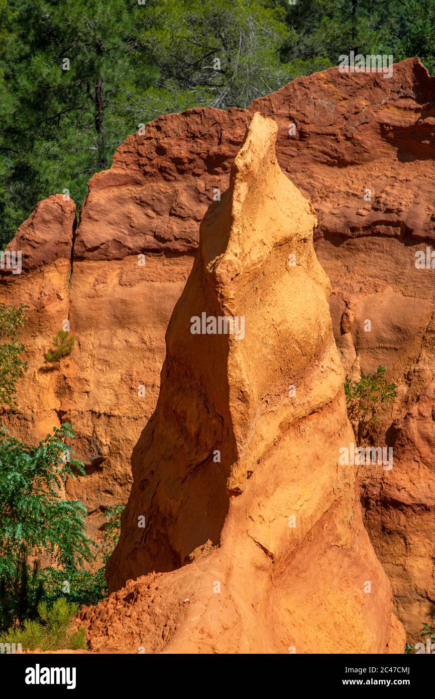 Pigmenti ocra cava. Colorado provenzale. Roussillon, Provenza. Foto Stock