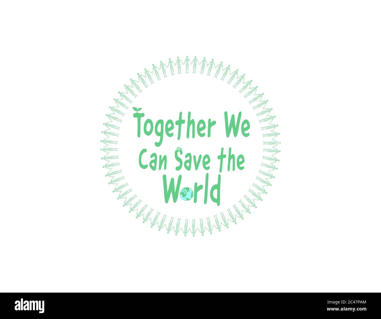 Insieme possiamo salvare il testo mondiale con figure in mano, comunità ambientale unita a protestare e lavorare insieme per gli ambientalisti Foto Stock