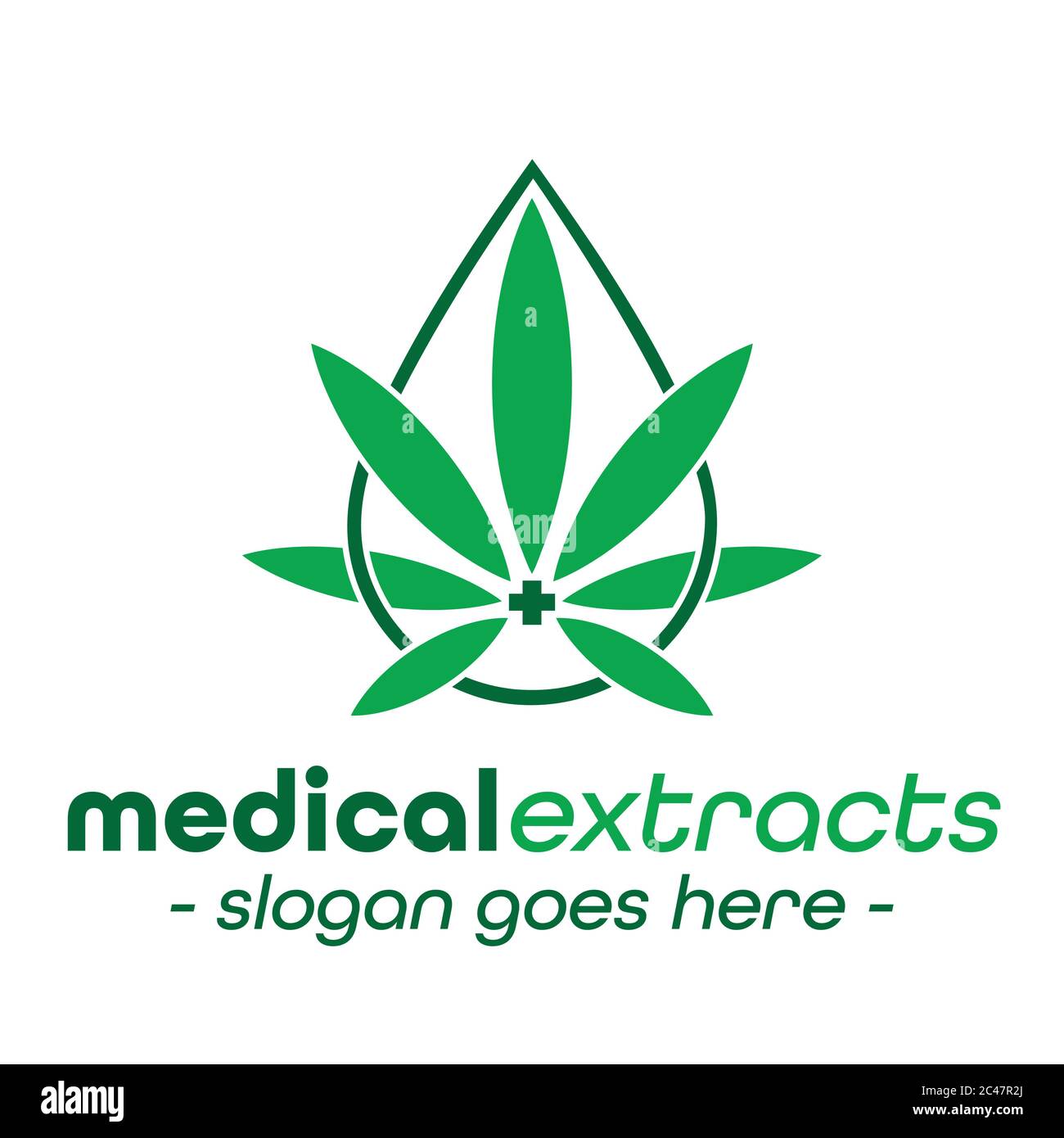 Logo estratti medici. Logo della foglia di marijuana medica. Illustrazione Vettoriale