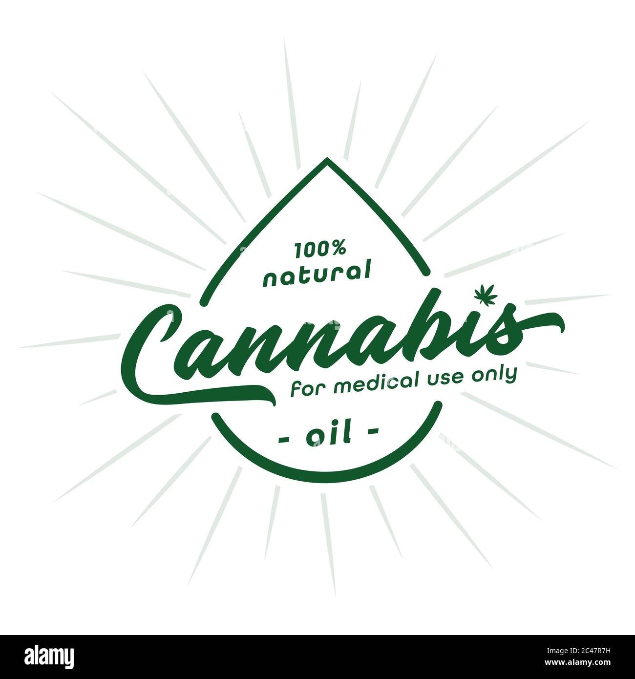 Cannabis. Modello di progettazione di olio medicale. Vettore e illustrazione. Illustrazione Vettoriale