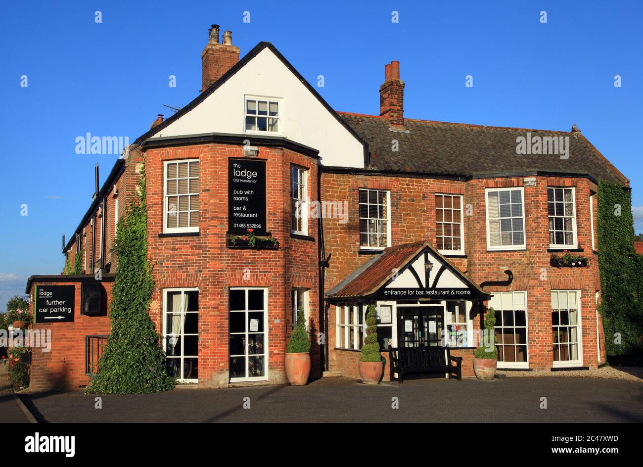 The Lodge Hotel, Old Hunstanton, Hotel, Ristorante, pub, bar, Coastal, Norfolk, Inghilterra Foto Stock