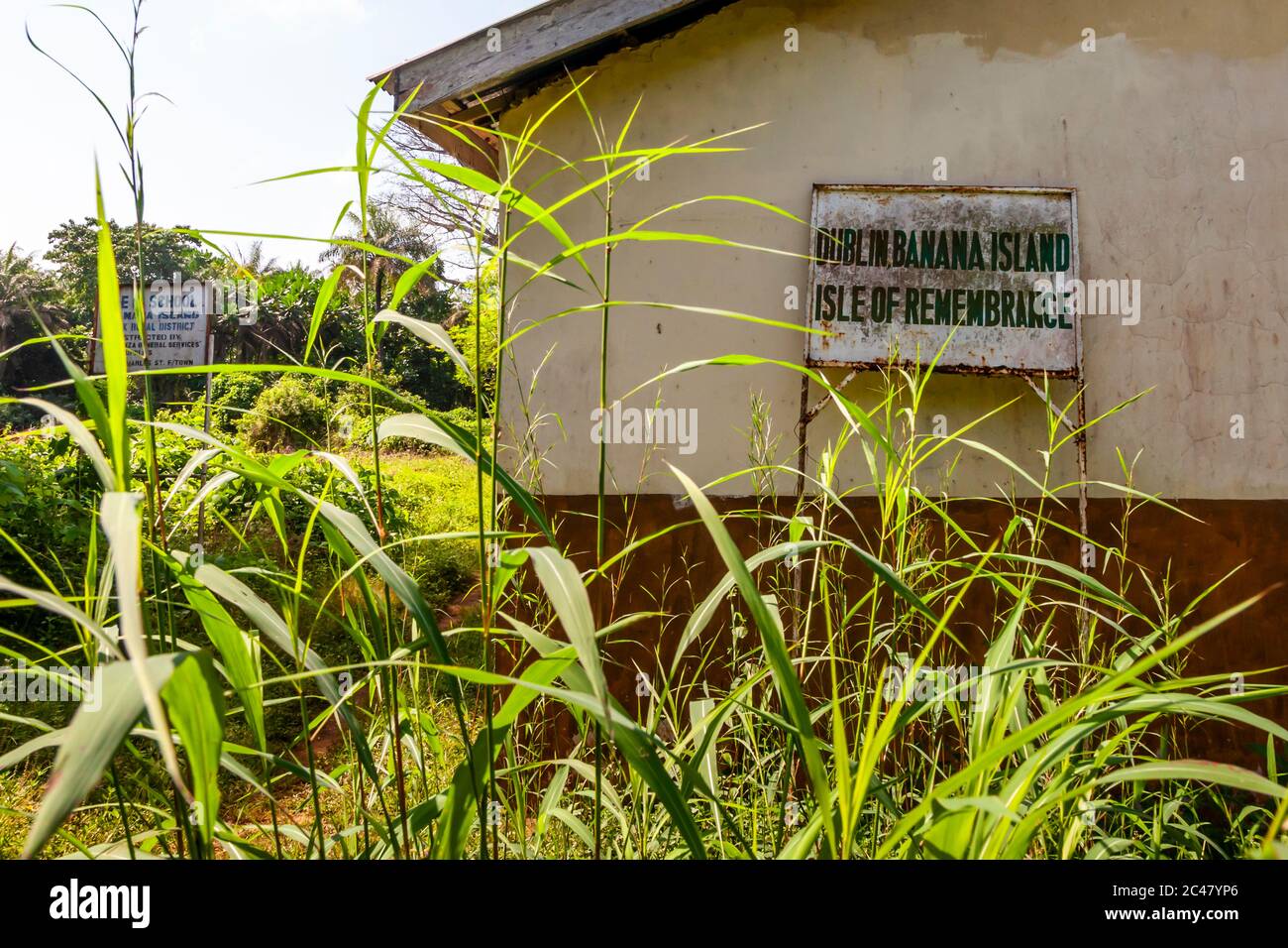 City-Sign Dublino, Isola di Banana, Isola della Rimembranza Sierra Leone Foto Stock