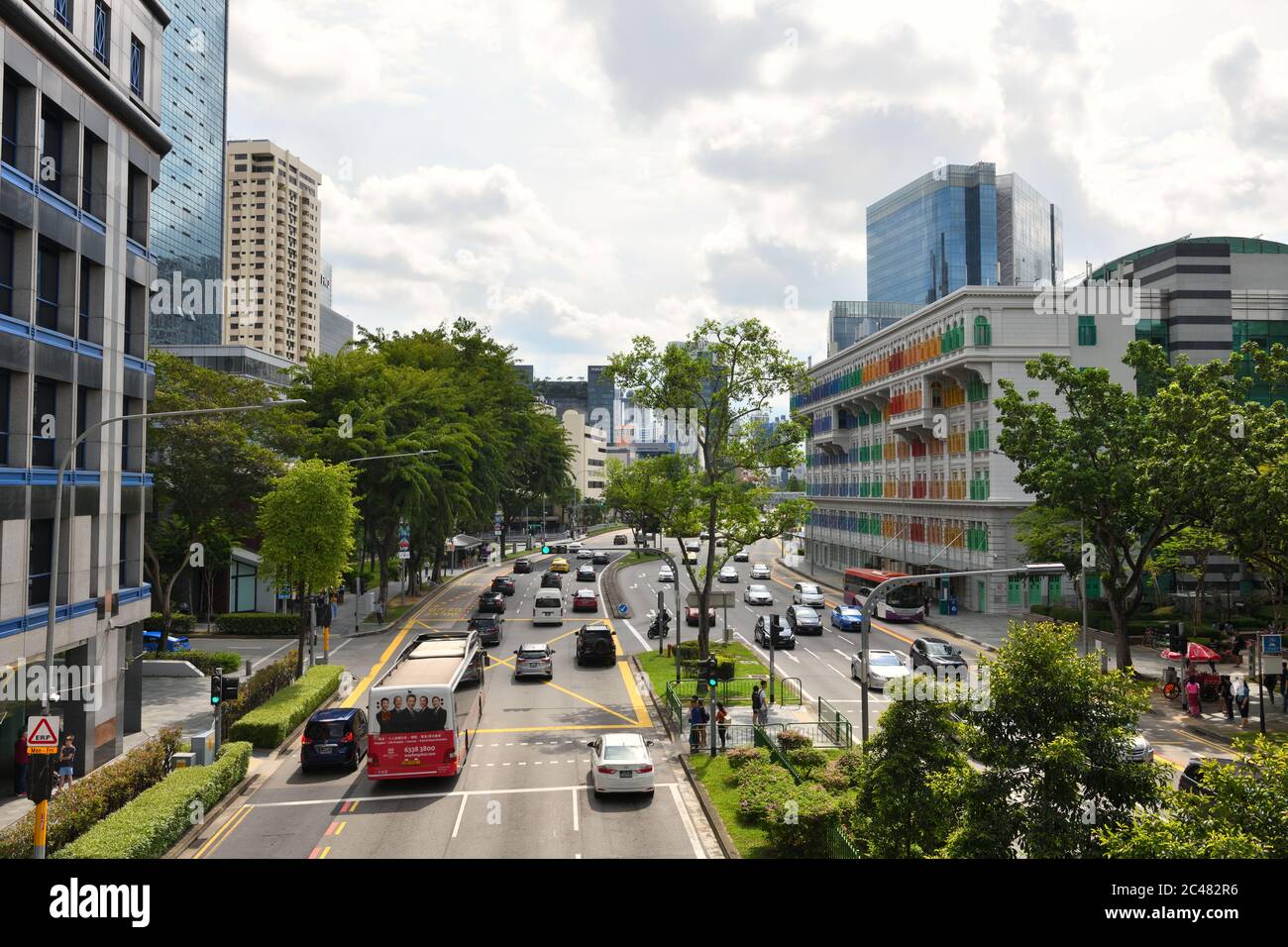 Guardando verso sud-ovest su Hill Street, Clarke Quay, Singapore, Asia Foto Stock