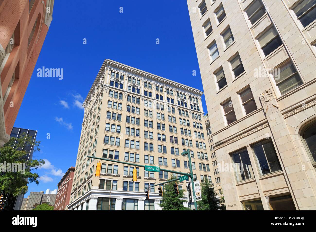 Angolo di Broad & otto strade, Chattanooga, Tennessee, Stati Uniti Foto Stock