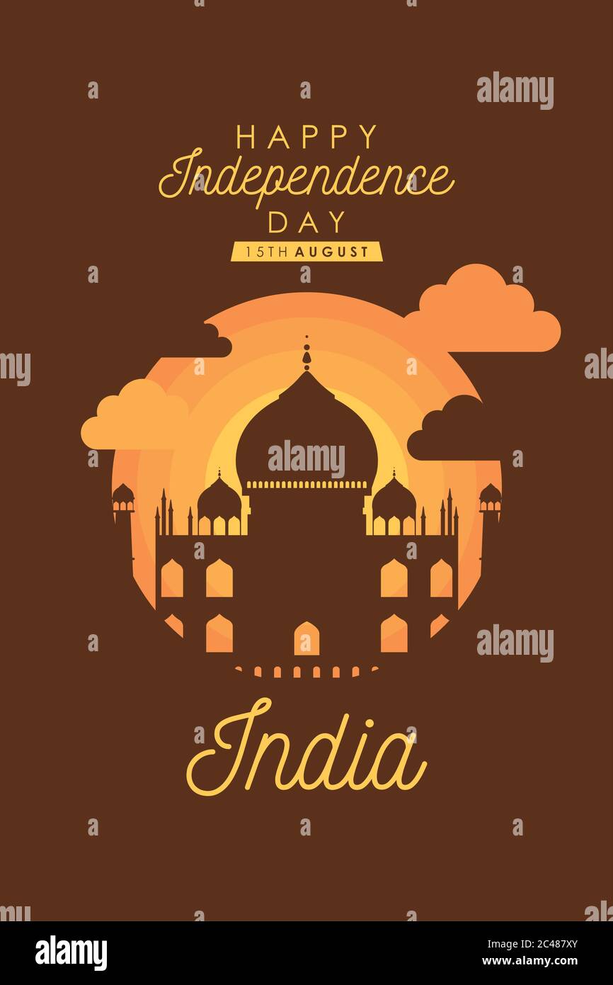 Intependence Day india con design a forma di moschea vettoriale Illustrazione Vettoriale