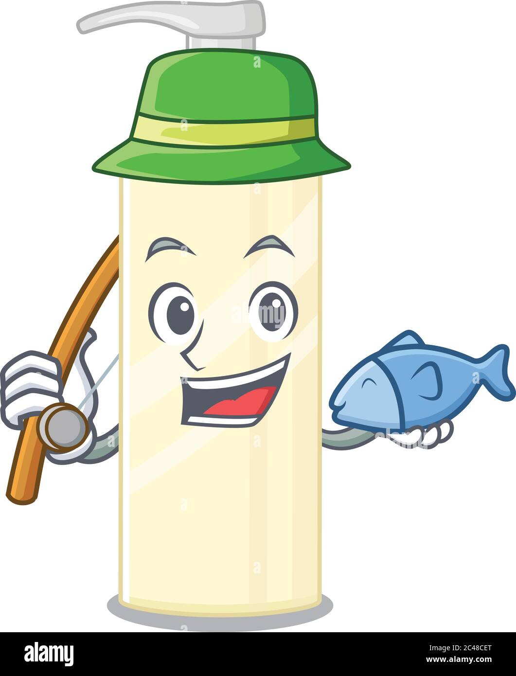 Stile di disegno del cartone animato di maschera per capelli pronta va a pesca Illustrazione Vettoriale