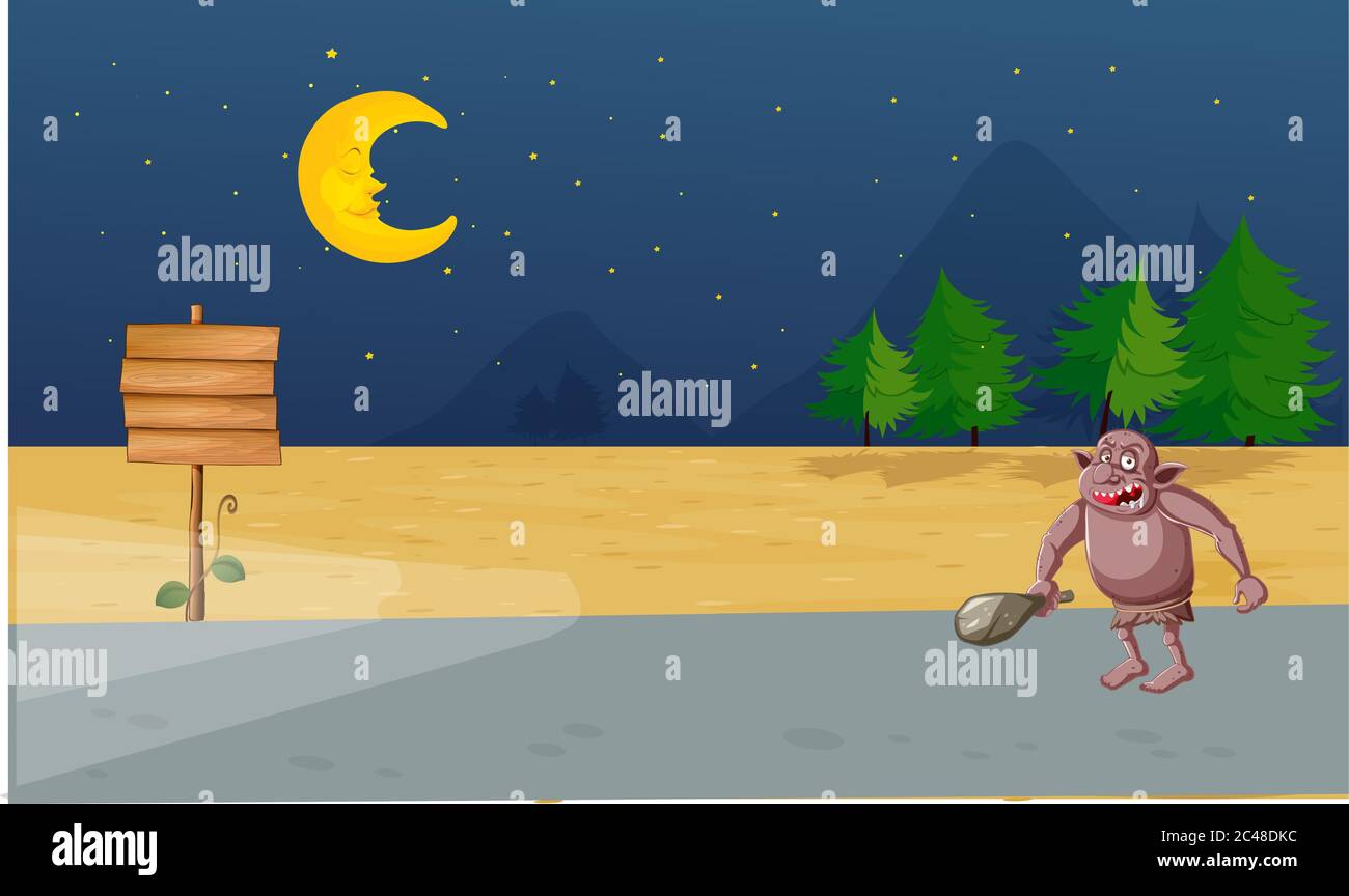 monster sta camminando nelle giungle Illustrazione Vettoriale