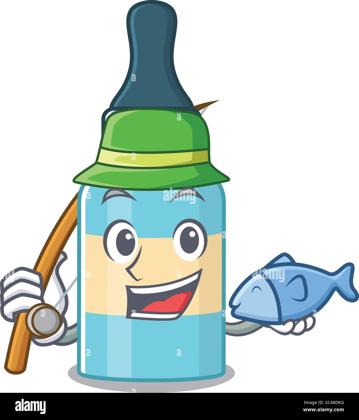 Stile di disegno del cartone animato di olio dei capelli pronto va a pesca Illustrazione Vettoriale