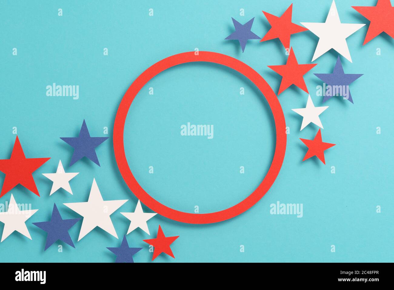 Biglietto d'auguri piatto mockup con vista dall'alto con cornice a stelle Foto Stock