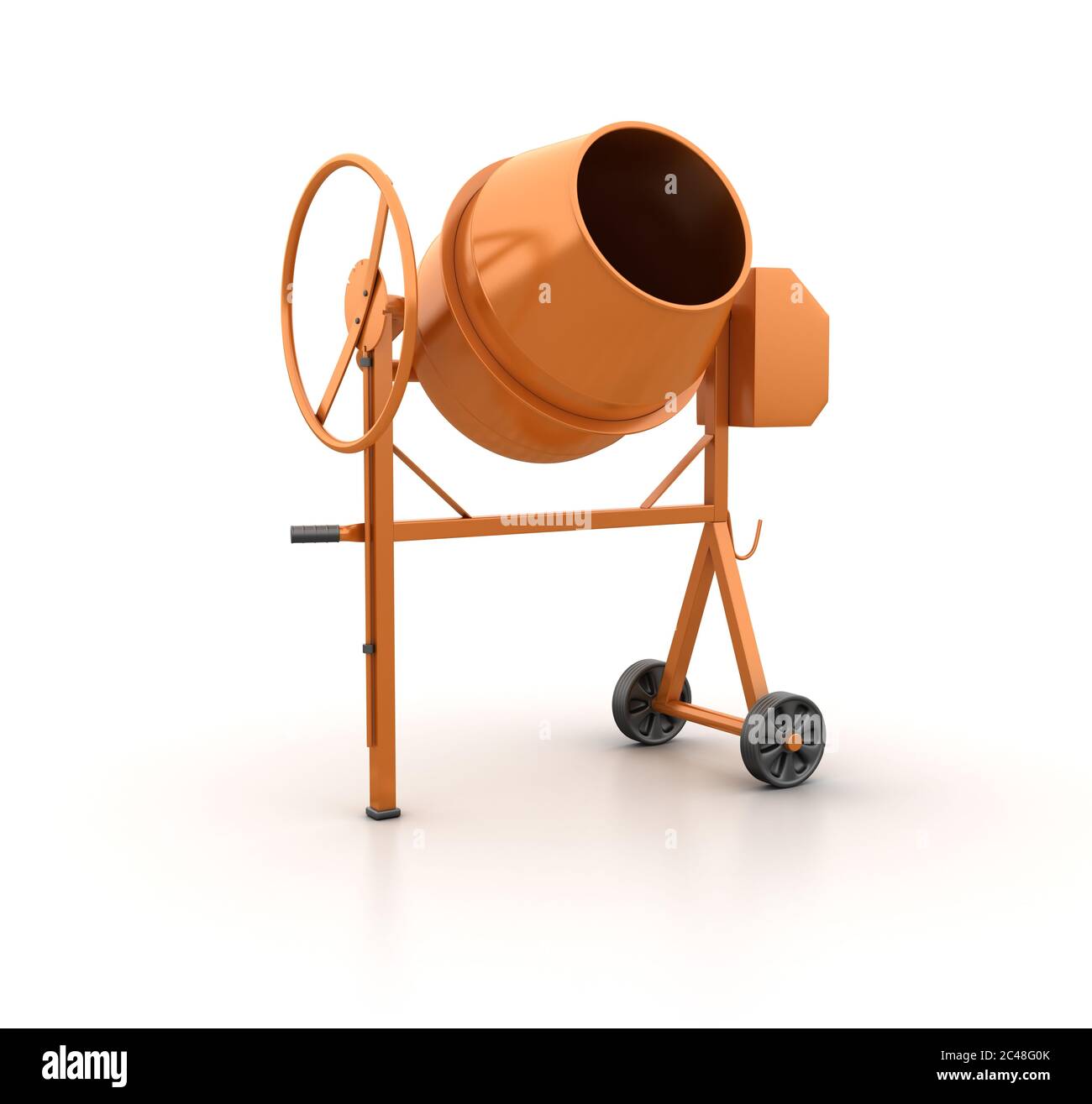 Rappresentazione 3D di un miscelatore per calcestruzzo isolato su un sfondo bianco Foto Stock