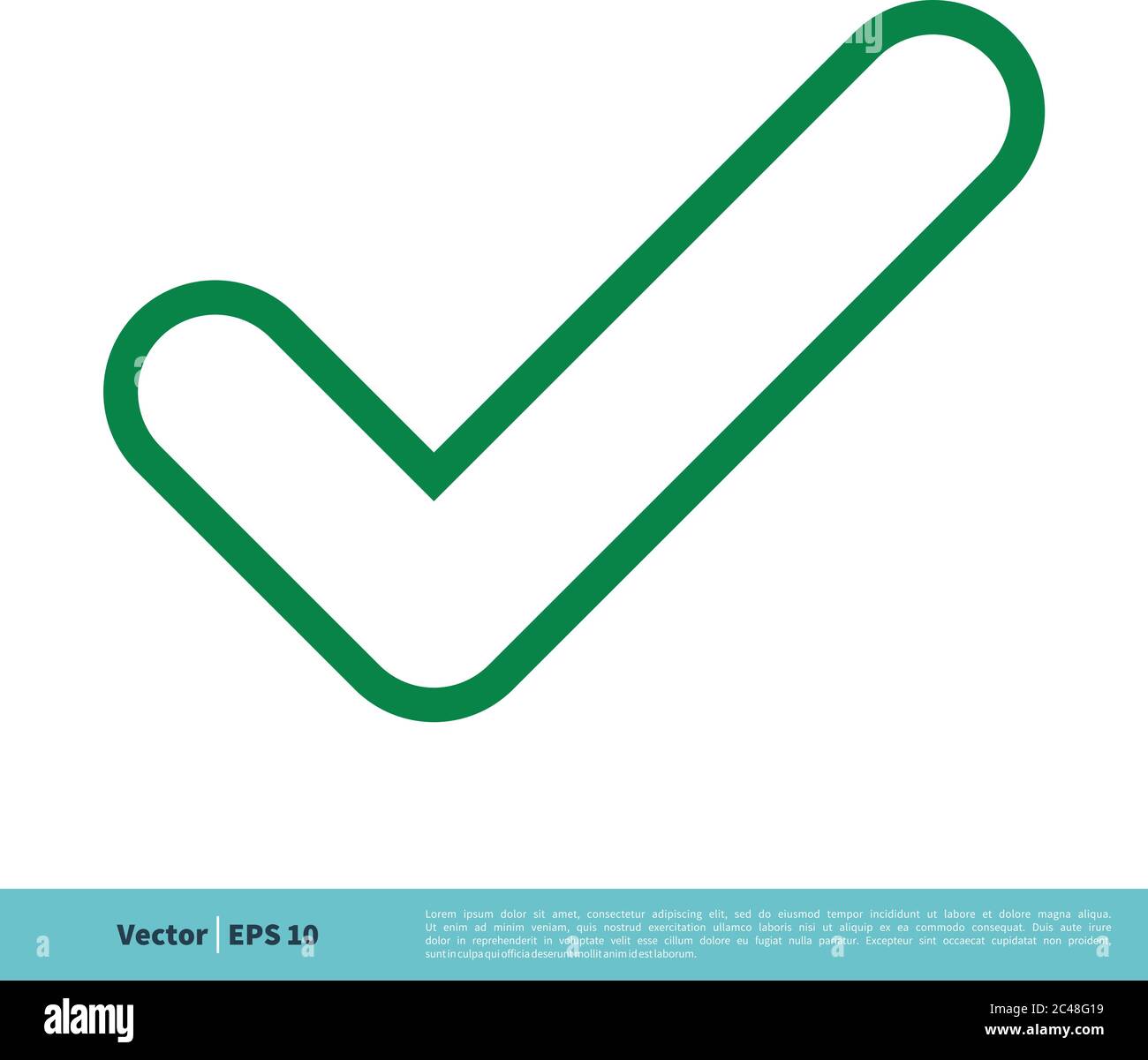 Segno di spunta verde icona disegno a linee modello logo vettoriale disegno grafico. EPS vettoriale 10. Illustrazione Vettoriale