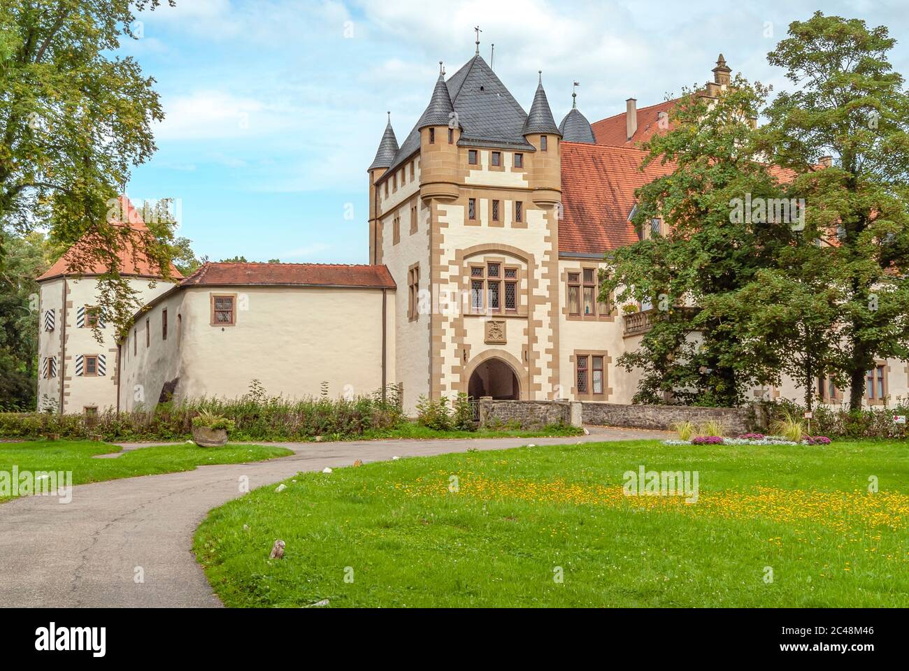 Castello di Jagsthausen, chiamato anche Castello Vecchio o Götzenburg, Jagsthausen, Baden-Württemberg, Germania Foto Stock