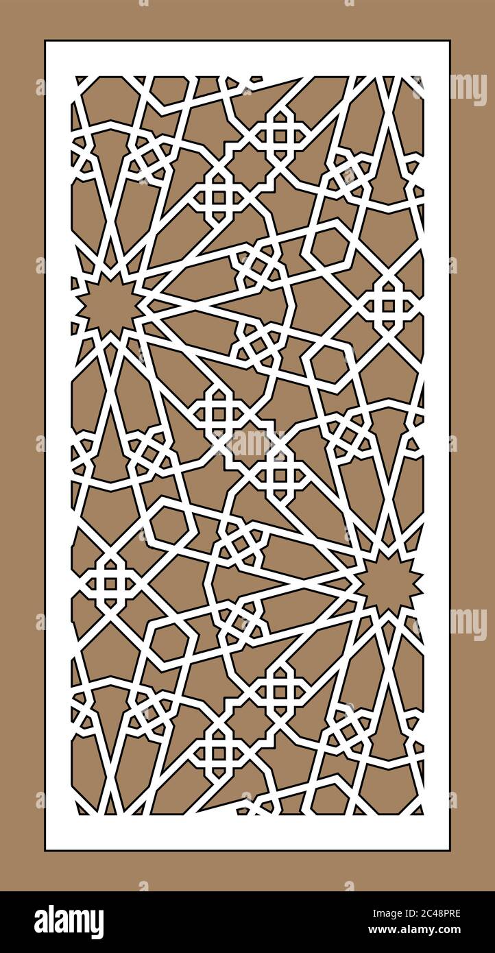 Pannello vettore di taglio laser. Decorazioni a CNC, design jali, divisorio interno. Taglio islamico, arabo lazer Illustrazione Vettoriale
