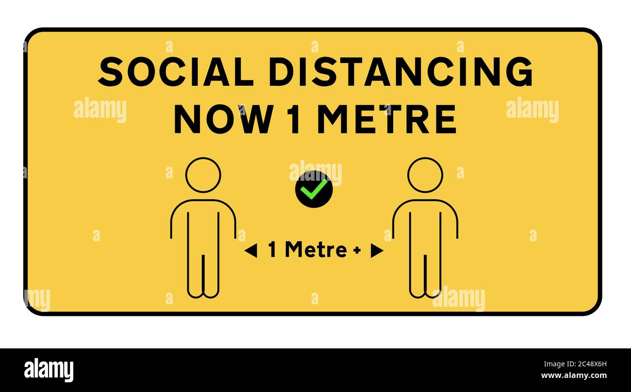 Si prega di mantenere la vostra distanza sociale, siamo covid sicuro vettore segno su uno sfondo bianco Illustrazione Vettoriale