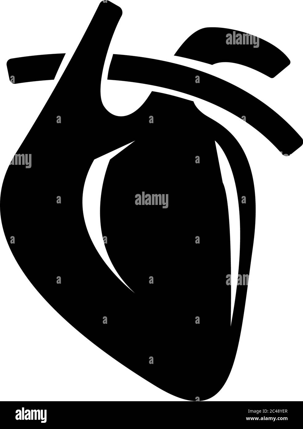 Cuore anatomico, umani muscolari e animali organo. Illustrazione dell'icona Flat Vector. Semplice simbolo nero su sfondo bianco. Cuore anatomico, organo Illustrazione Vettoriale