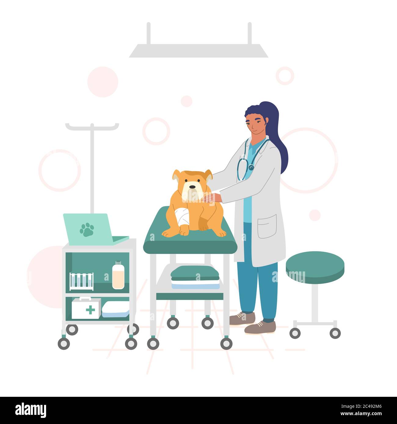 Medicina veterinaria e cura, vettore stile piatto disegno illustrazione Illustrazione Vettoriale