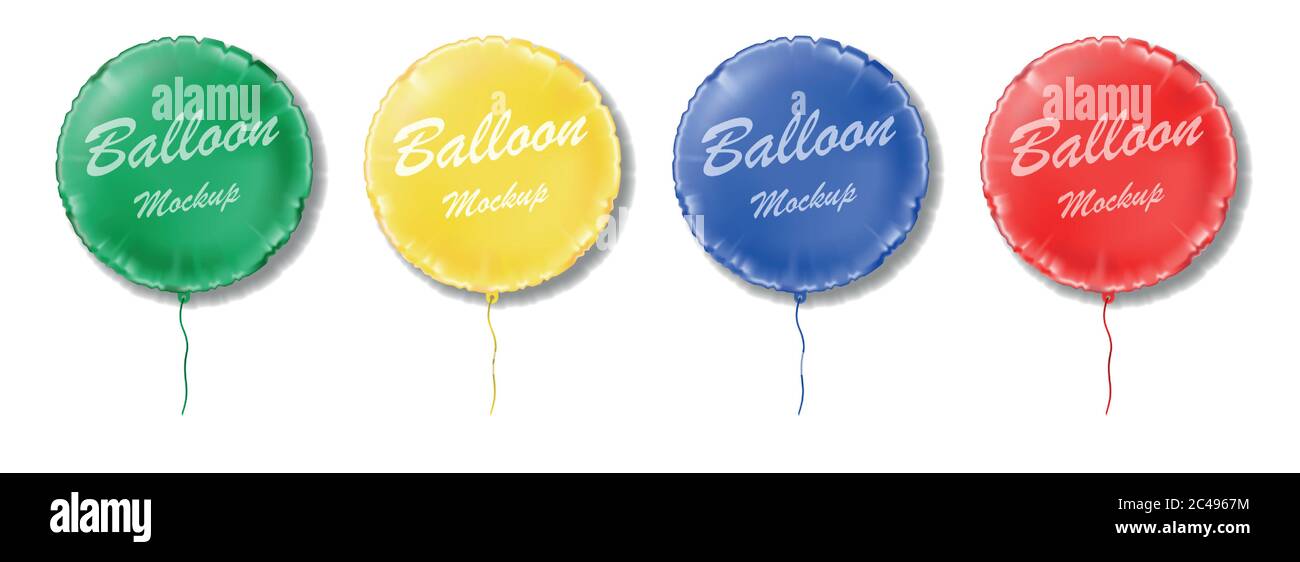 Set di palloncini colorati realistici a forma rotonda. Palloncini lucidi volanti a colori 3d per poster festa di compleanno e Celebration, vettore isolato Illustrazione Vettoriale