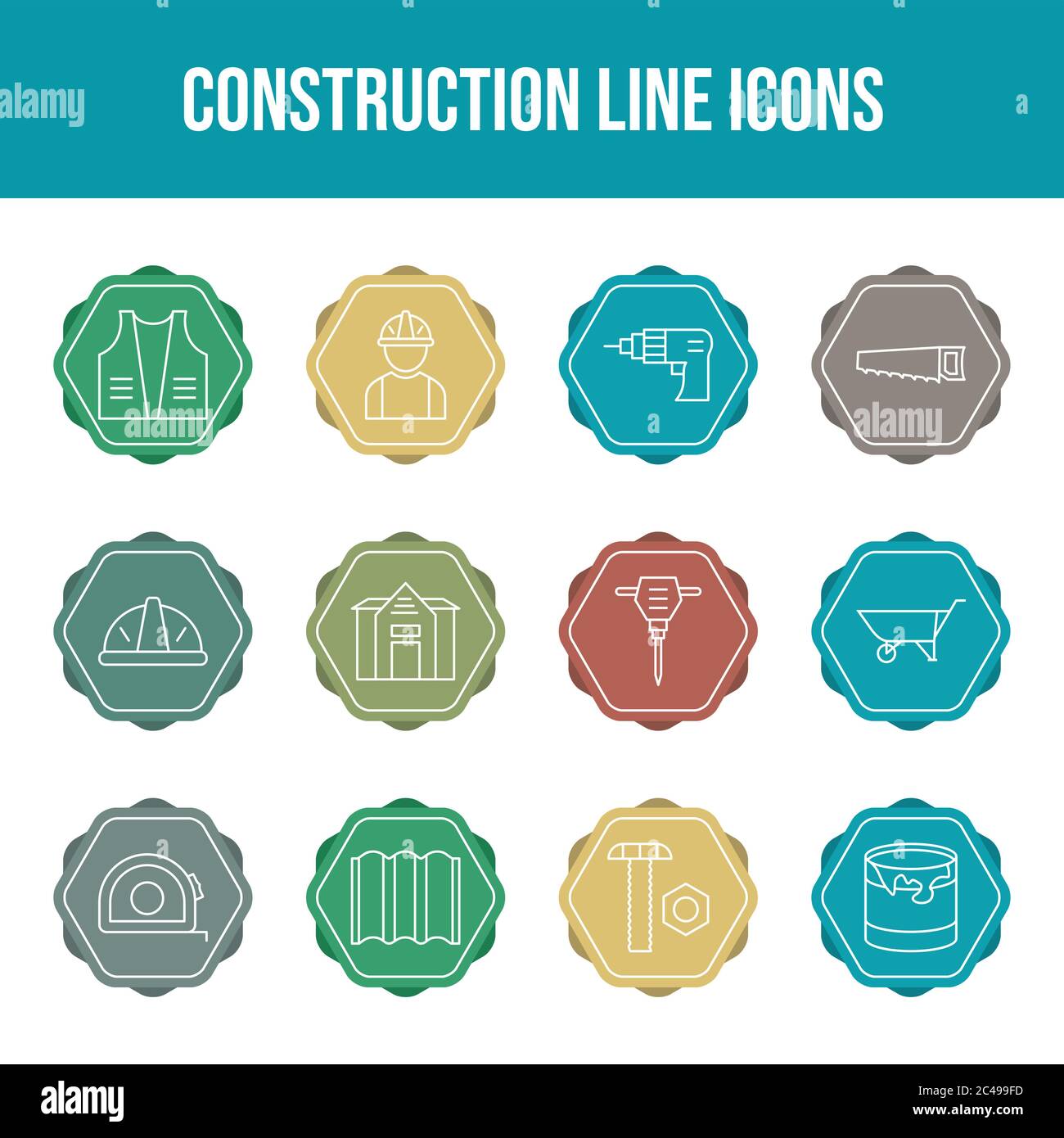 Insieme di icone Beautiful Construction Vector Illustrazione Vettoriale