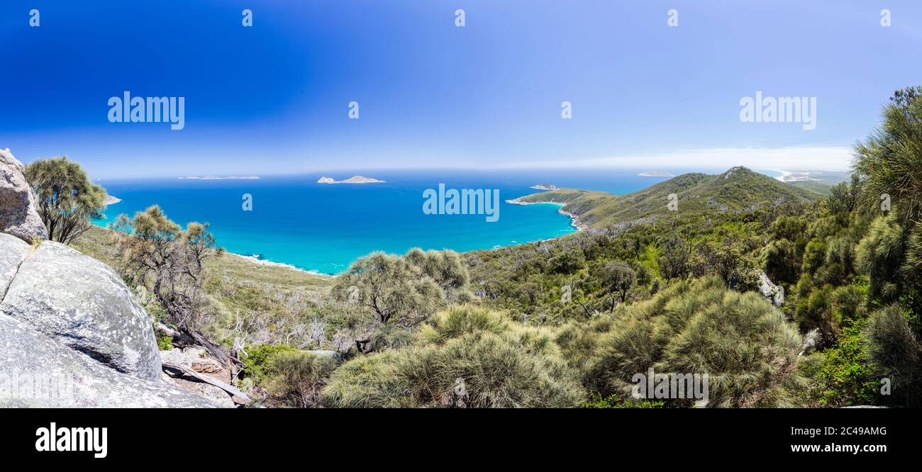 La vista dal Sparkes Lookout al Wilsons Promontory National Park a Victoria, Australia Foto Stock