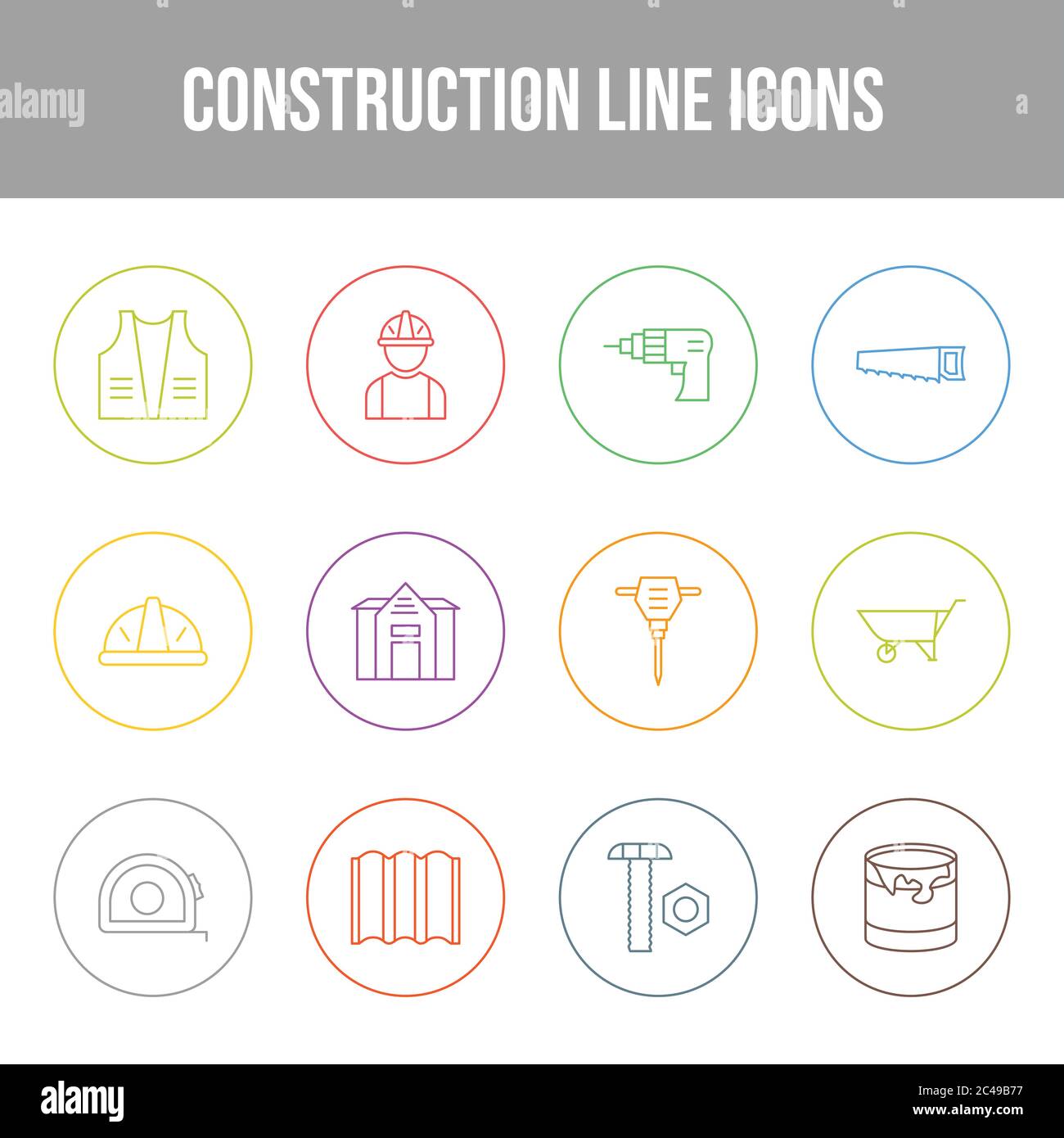 Insieme di icone Beautiful Construction Vector Illustrazione Vettoriale