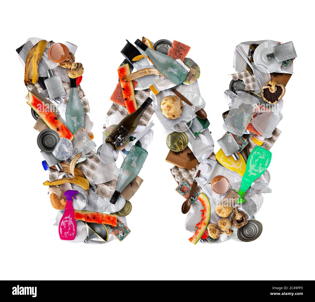 Lettera W fatta di cestino Foto Stock