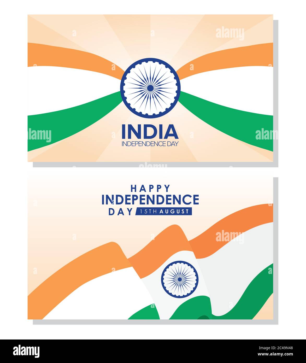 Giorno di Intependence india con bandiere disegno vettoriale illustrazione Illustrazione Vettoriale