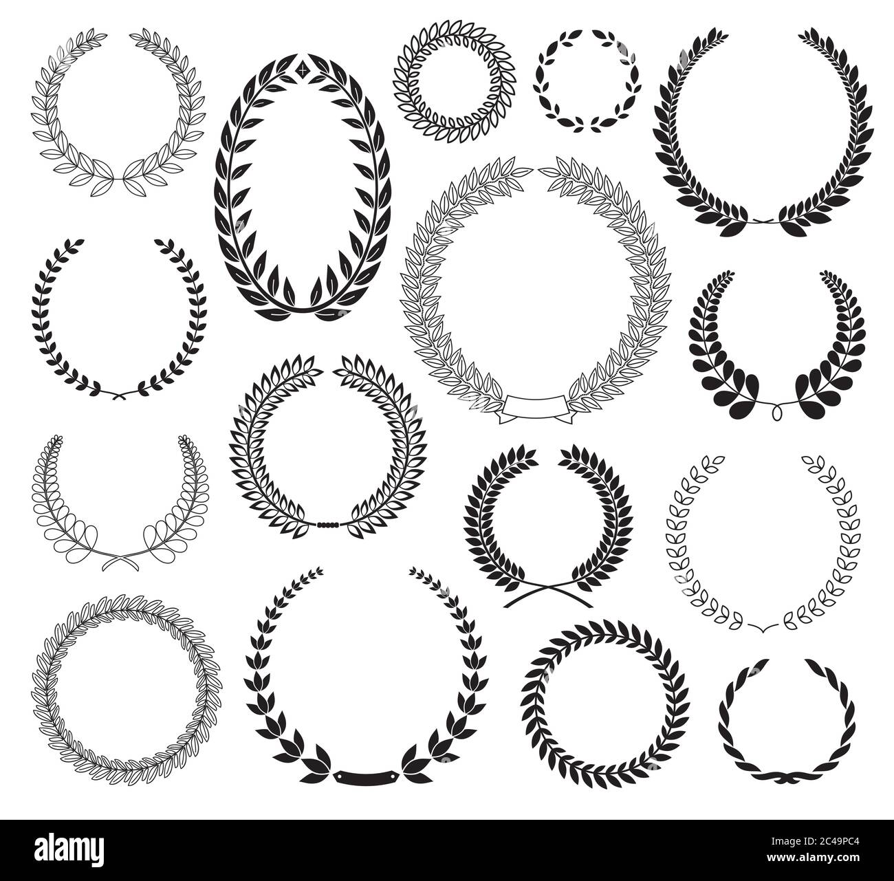 Set di corone Laurel. Illustrazione vettoriale. Illustrazione Vettoriale
