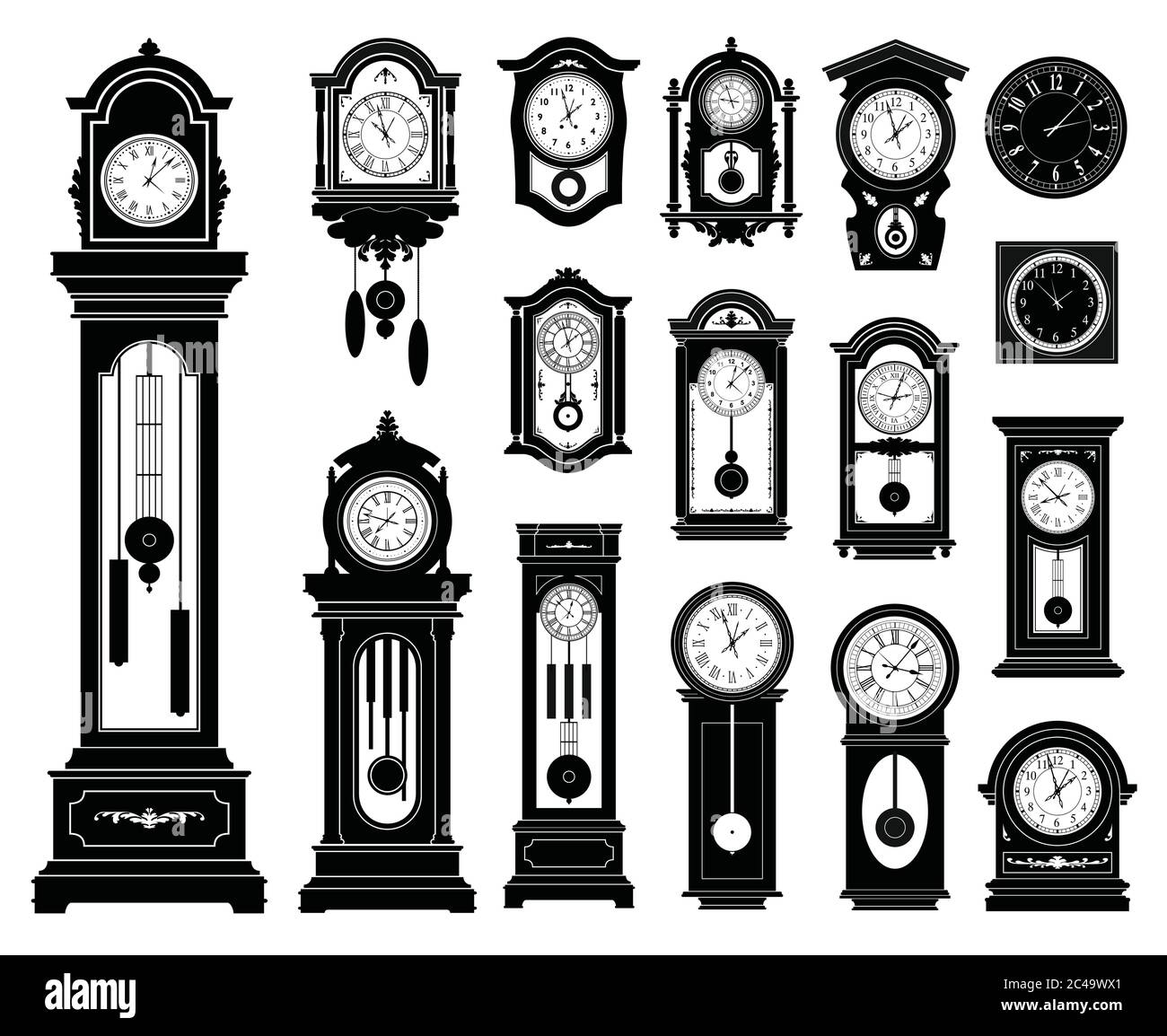 Set di orologi. Illustrazione vettoriale. Illustrazione Vettoriale