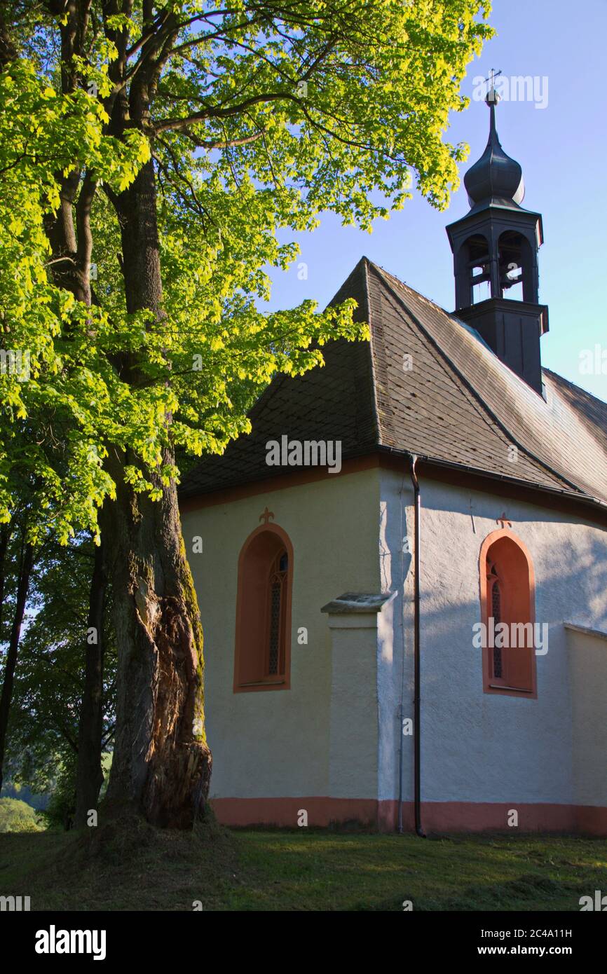 Chiesa Sankt Linhart a Uhliste nella Foresta Boema, repubblica Ceca, Europa Foto Stock