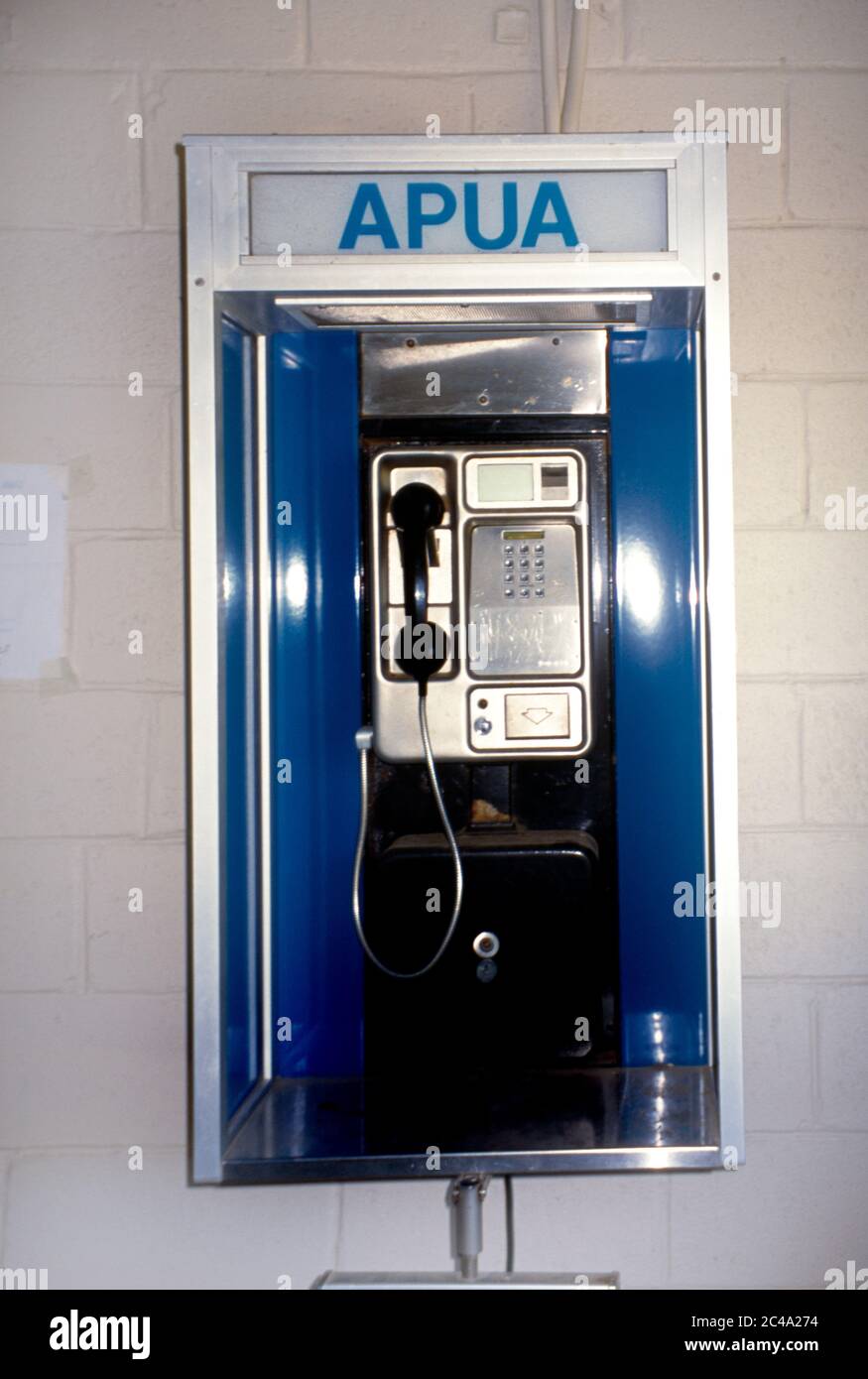 Telefono pubblico Antigua APUA Antigua Società di Stato di proprietà dell'autorità pubblica di pubblica utilità Foto Stock