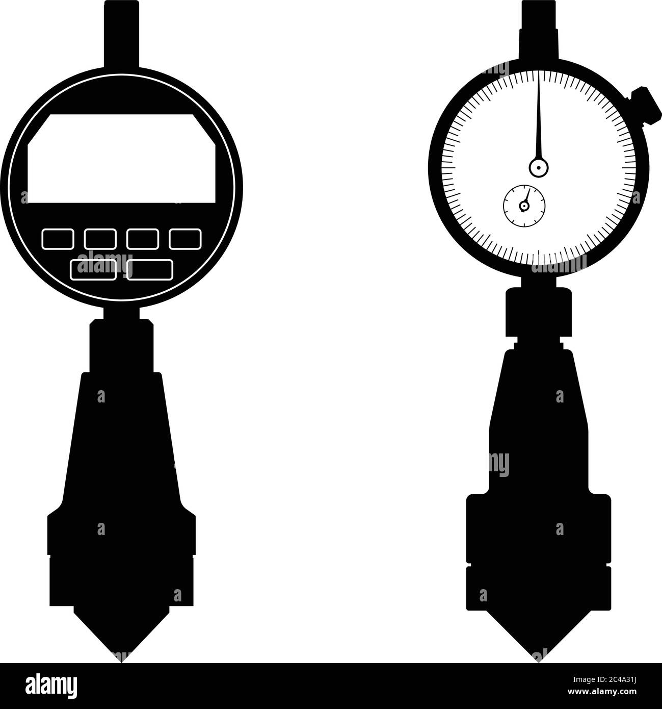 Fago smussato. Strumento di misurazione. Vettore silhouette Illustrazione Vettoriale