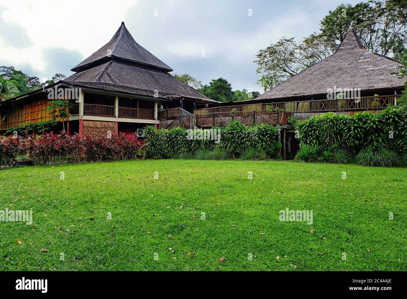 Vista panoramica dell'auditorium principale di Sarawak Cultural Vilage Foto Stock