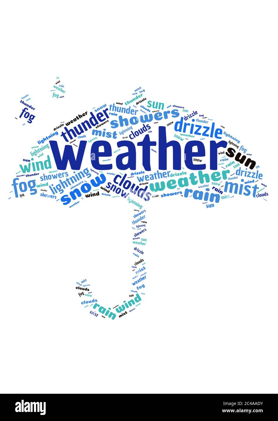 Nuvola di parole che rappresenta il tempo a forma di ombrello Illustrazione Vettoriale