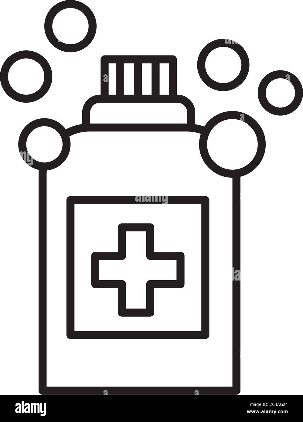 farmaco flacone farmaci stile linea icona disegno vettoriale illustrazione Illustrazione Vettoriale
