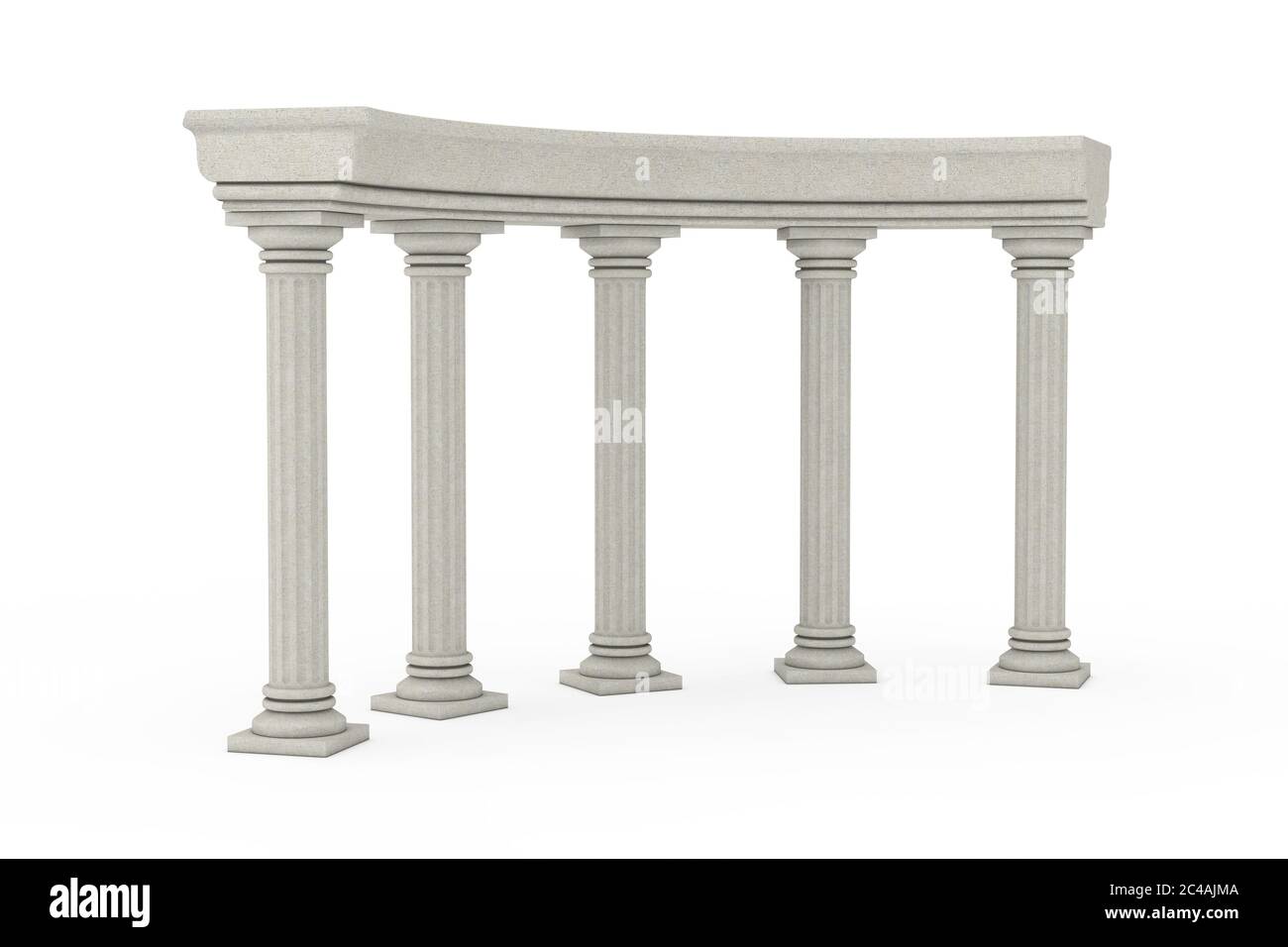 Antica colonna greca classica Arco su sfondo bianco. Rendering 3d Foto Stock