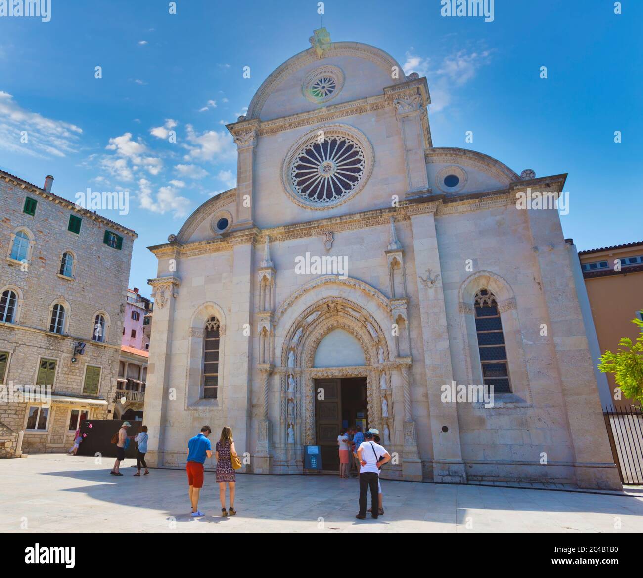 Sibenik, Contea di Sibenik-Knin, Dalmazia, Croazia. Cattedrale di San Giacomo (croato: Katedrala sv. Jakova) Foto Stock