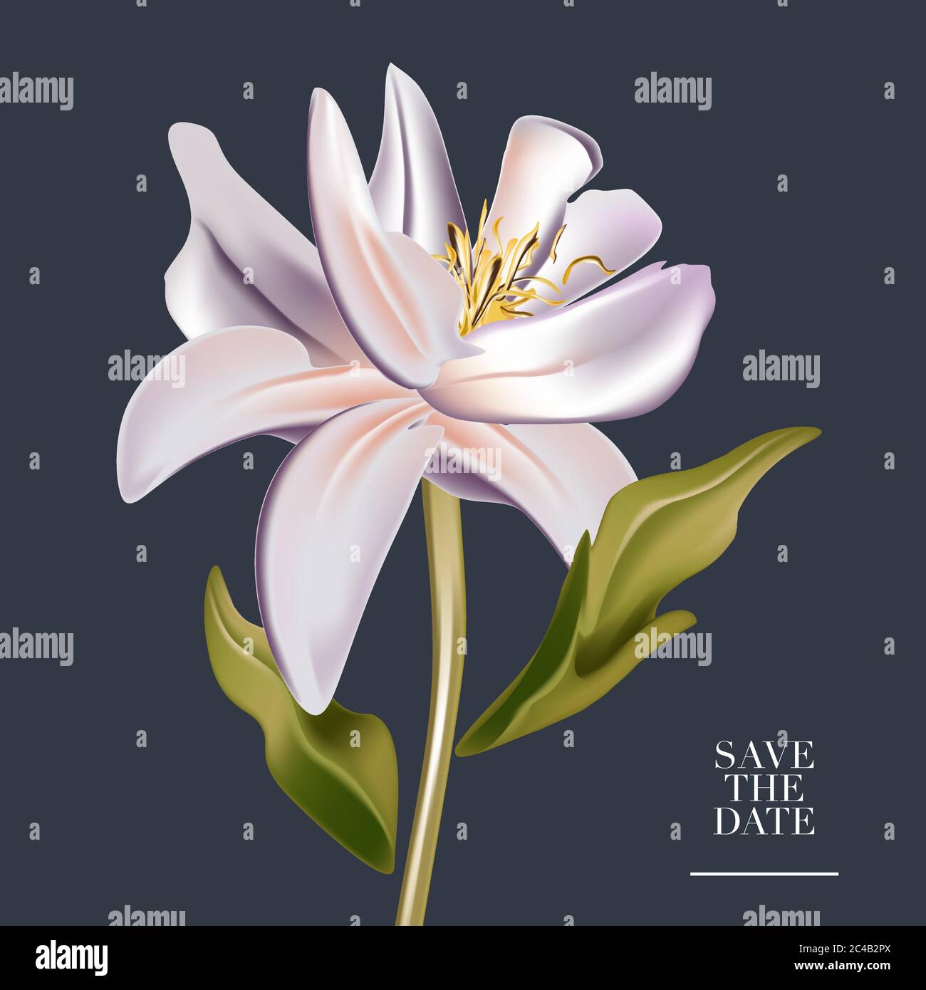 Acquerello botanico magnolia fiore matrimonio invito carta disegno modello, foglie di forma cuore. Salvare la data con vettore botanico disegnato a mano ill Illustrazione Vettoriale