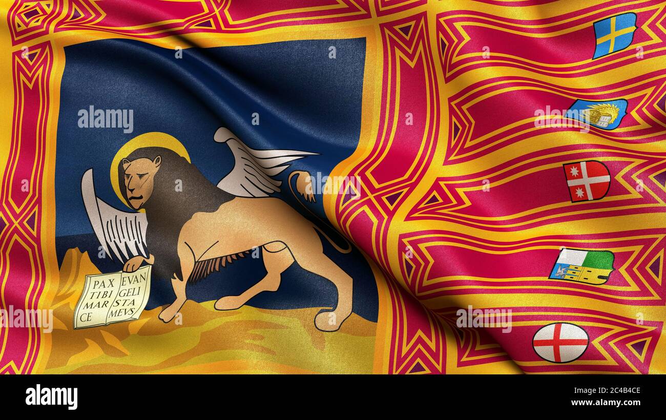 Bandiera dello Stato del Veneto, Italia, illustrazione in 3D Foto Stock