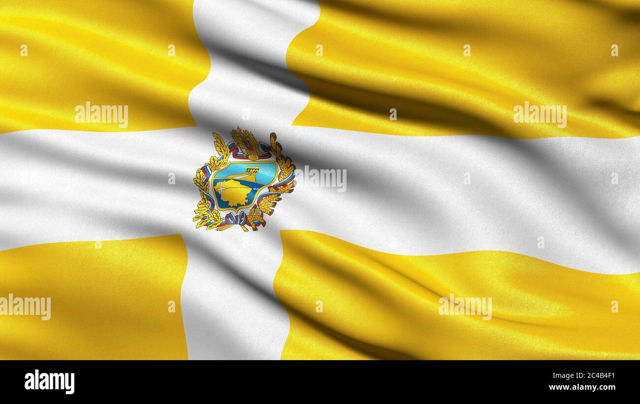 Bandiera della regione di Stavropol, Russia, illustrazione 3D Foto Stock