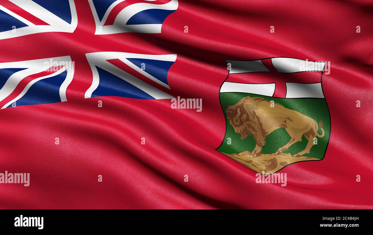 Bandiera della provincia di Manitoba, Canada, illustrazione 3D Foto Stock
